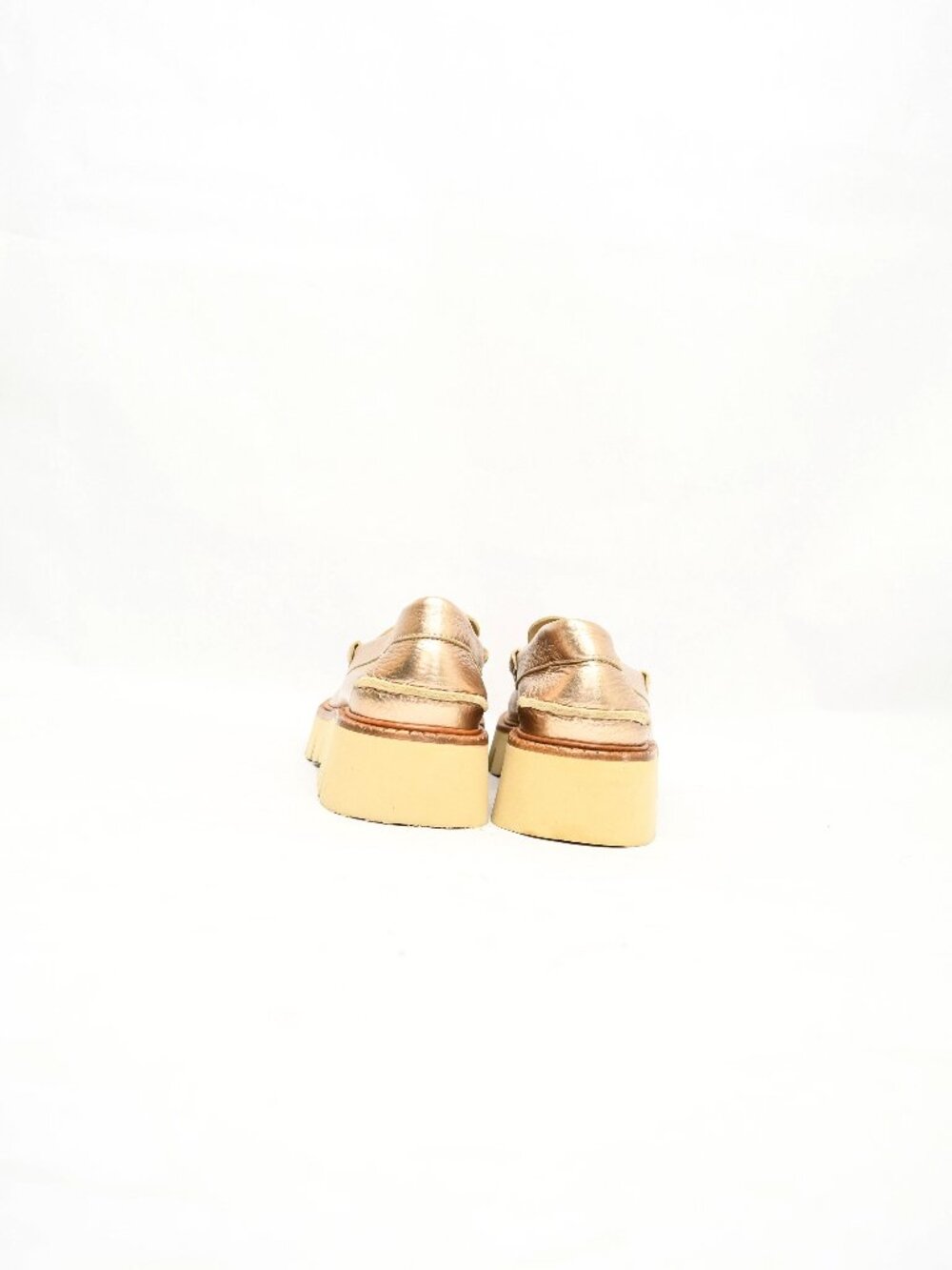 $650 Pedro Garcia Sebas Lug Penny Loafer CHUNKY WHITE GOLD LEATHER 37.5 (DB16) - Picture 5 of 7